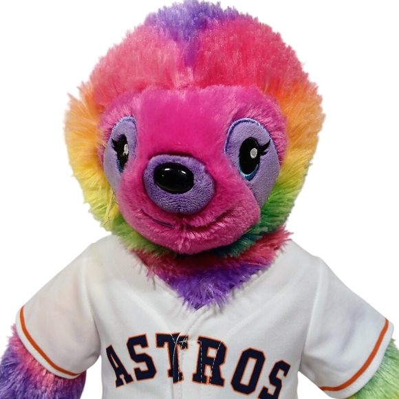 BUILD-A-BEAR RAINBOW SLOTH PLUSH W/HOUSTON ASTROS BASEBALL UNIFORM 18" BABW - Picture 13 of 15